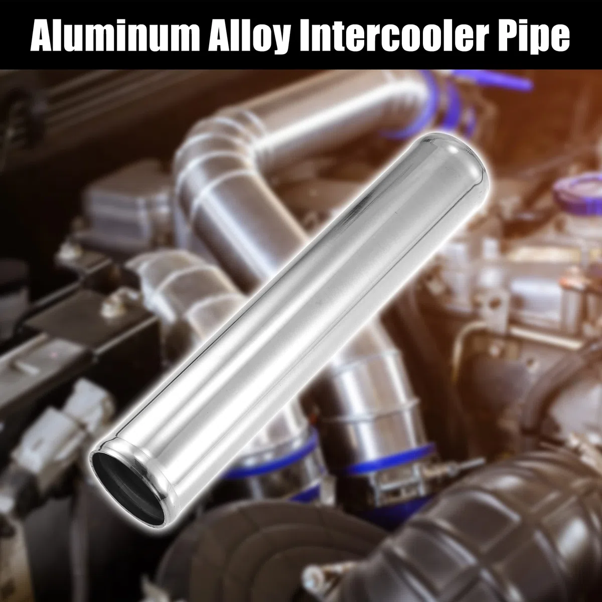 X AUTOHAUX Tubo de aleación de aluminio de diámetro exterior de 57 mm de longitud, 300 mm, tubo de entrada de aire recto, tono plateado para coche
