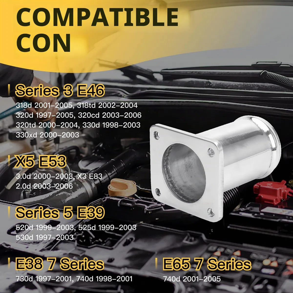 egr Cooler Delete para M47 M47N M57 M47N2 M67 M47R, kit de repuesto de eliminación EGR para E46 E39 E53 E83 E38 E65, tubo de repuesto de aluminio aplicable para vehículos diésel
