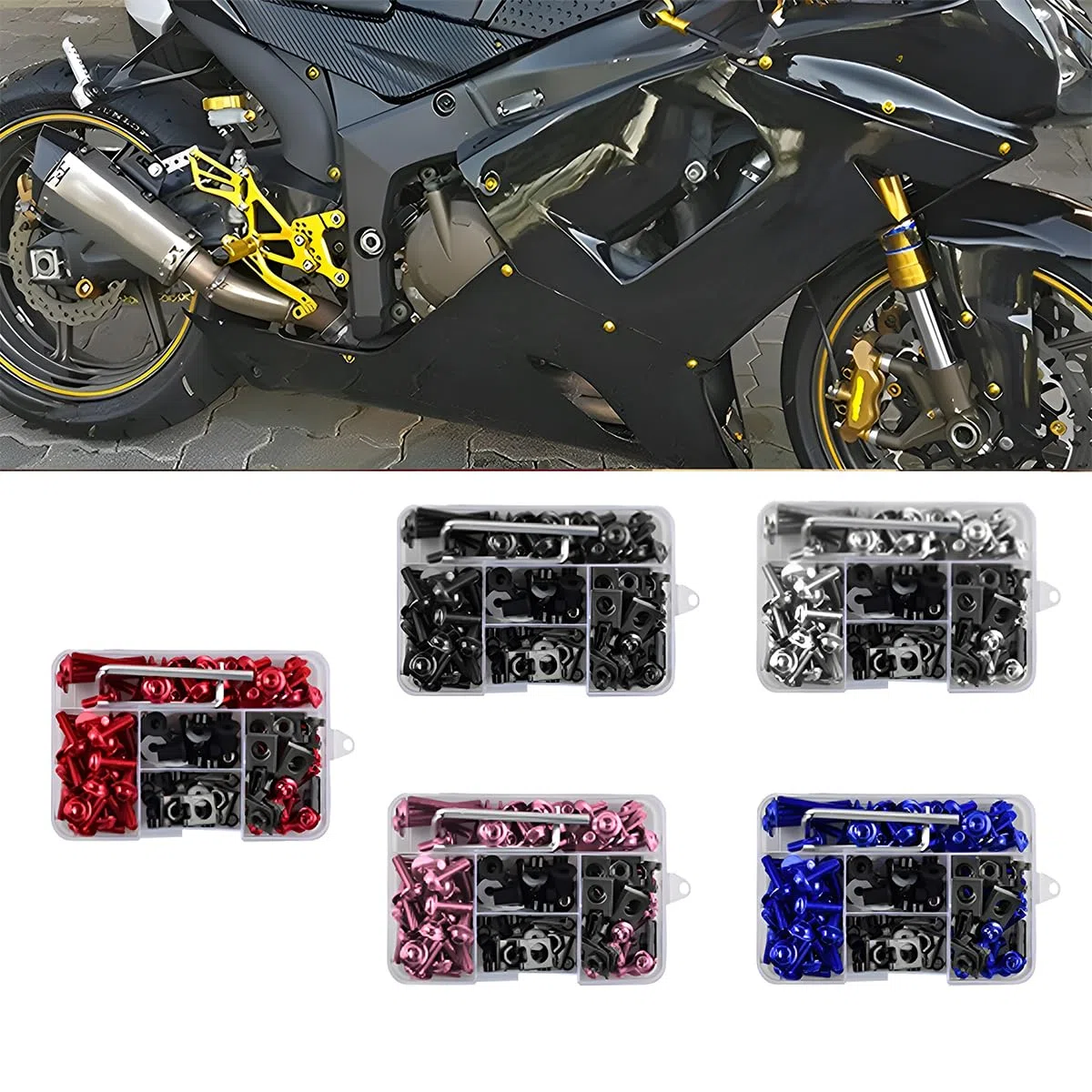Kits Tornillos-De Carenado De Motocicleta, Moto Kit Pernos Carenado-Tornillos, Universal Motocicleta Tornillos Carenados Kit Carroceria, Kits-Tornillos Para Carenado Moto(Rosa)