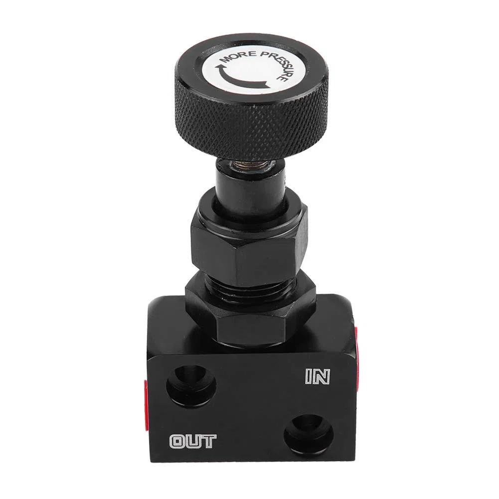 Qiilu Válvula de Control de Escape Válvula de Dosificación de freno Regulador de freno Regulador de fuerza de frenado Universal para Coche ajustable (Negro)