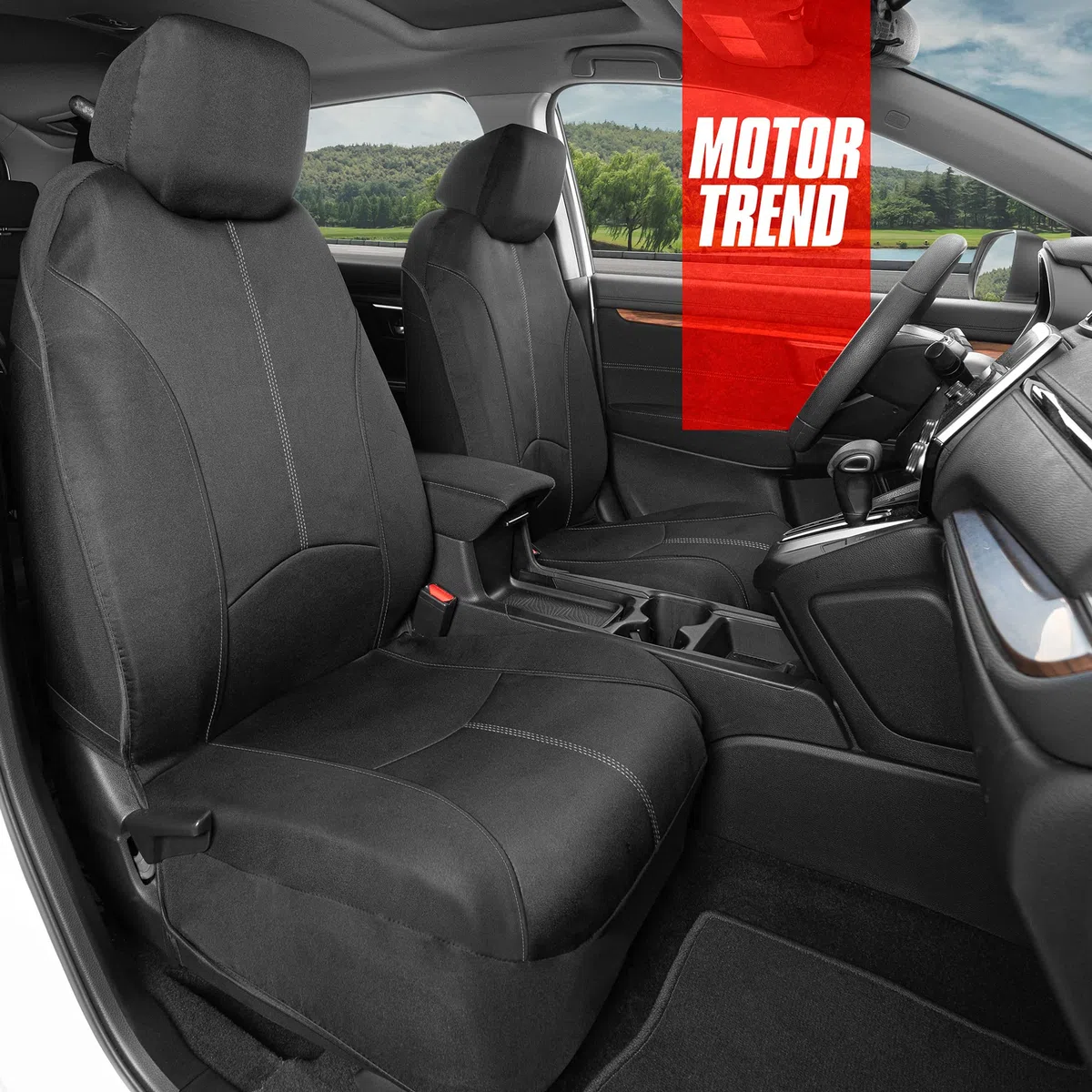 Motor Trend SpillGuard - Fundas de Asiento Impermeables para Asientos Delanteros, Costuras Grises, Protectores de Asiento de automóvil de Neopreno duraderos, fáciles de Instalar, Fundas Interiores