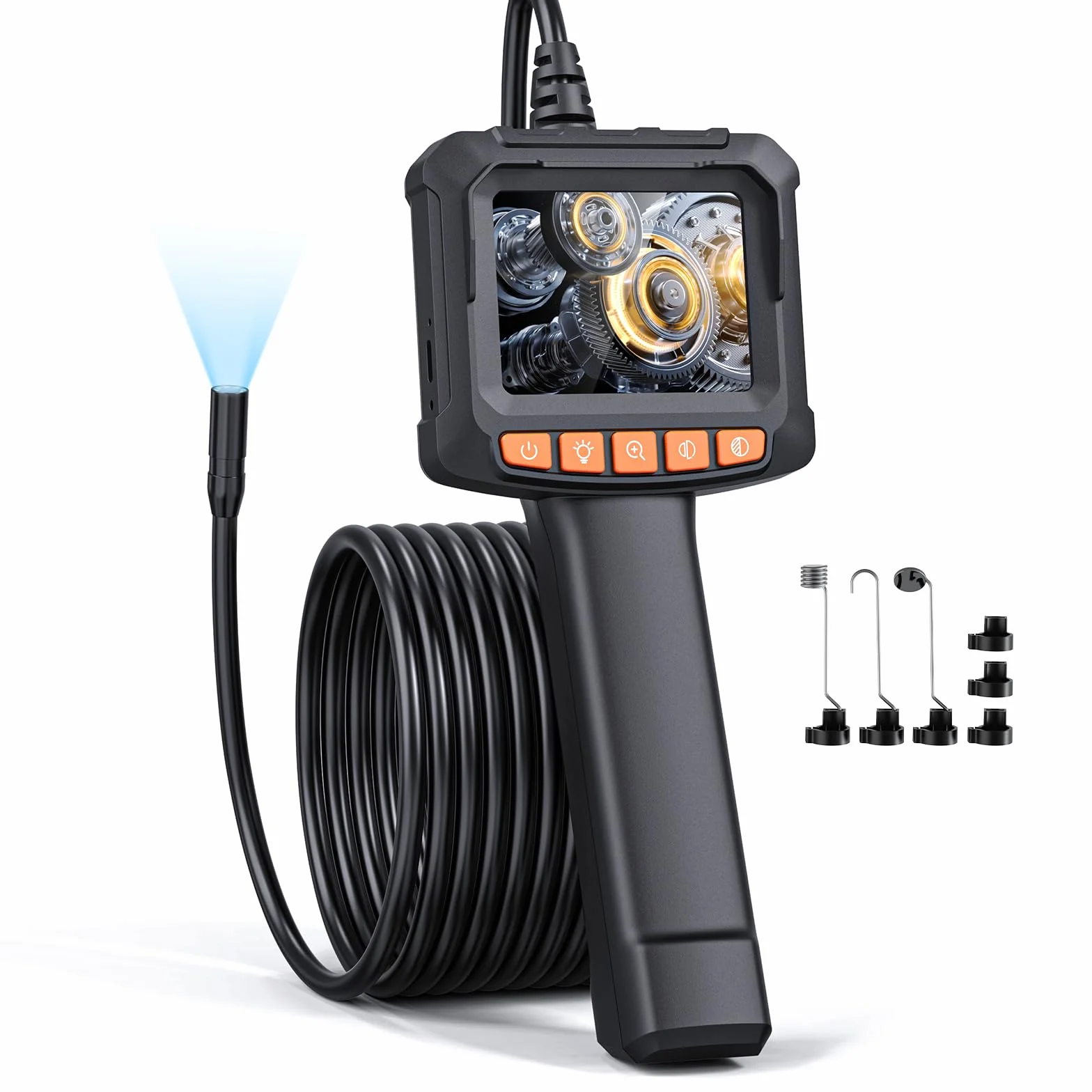 Endoscopio Camara de inspeccion, Qimic IP67 Impermeable endoscopio, Camara inspeccion tuberias con 8 Luces LED, Camara endoscopica, 16.5ft Cable Semi-Rígido