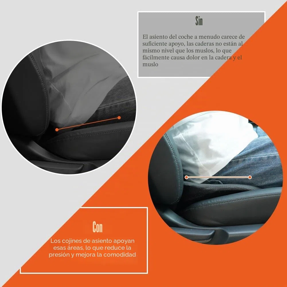 Ainiv Cojin Asiento Coche, Almohadilla de Espuma Viscoelástica, Cojín de Asiento Elevador Transpirable Accesorios para Viajes Largos