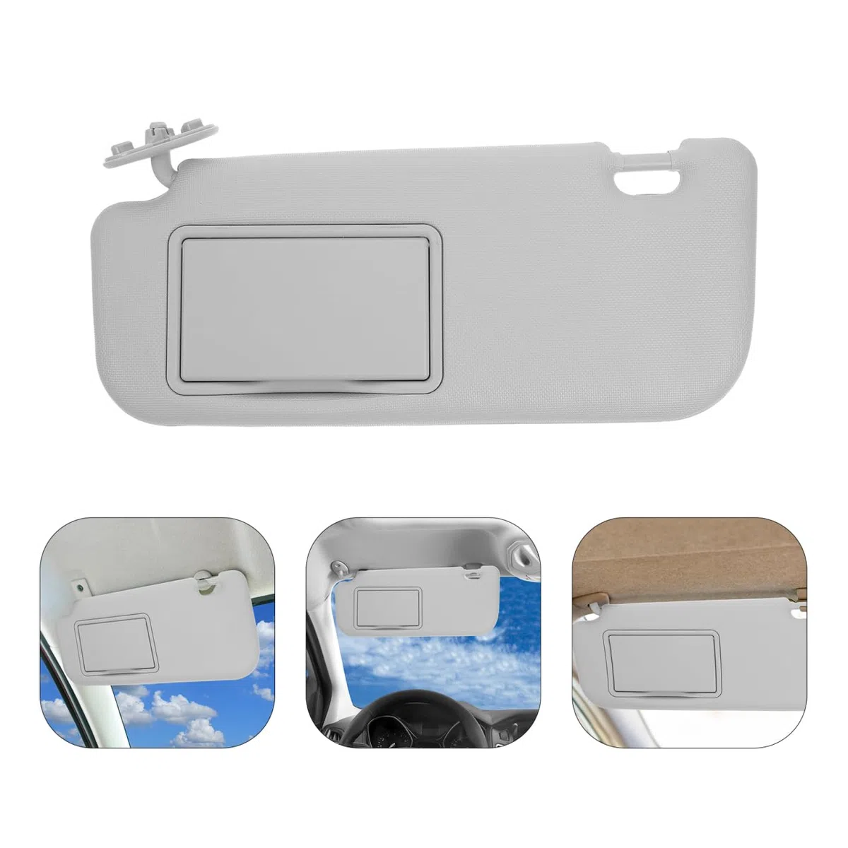 Visera Parasol Lado Izquierdo para Coche con Espejo Incorporado ProteccióN Solar Avanzada FáCil InstalacióN Material PVC Abs Gris (Modelos Levin 2014-2018)