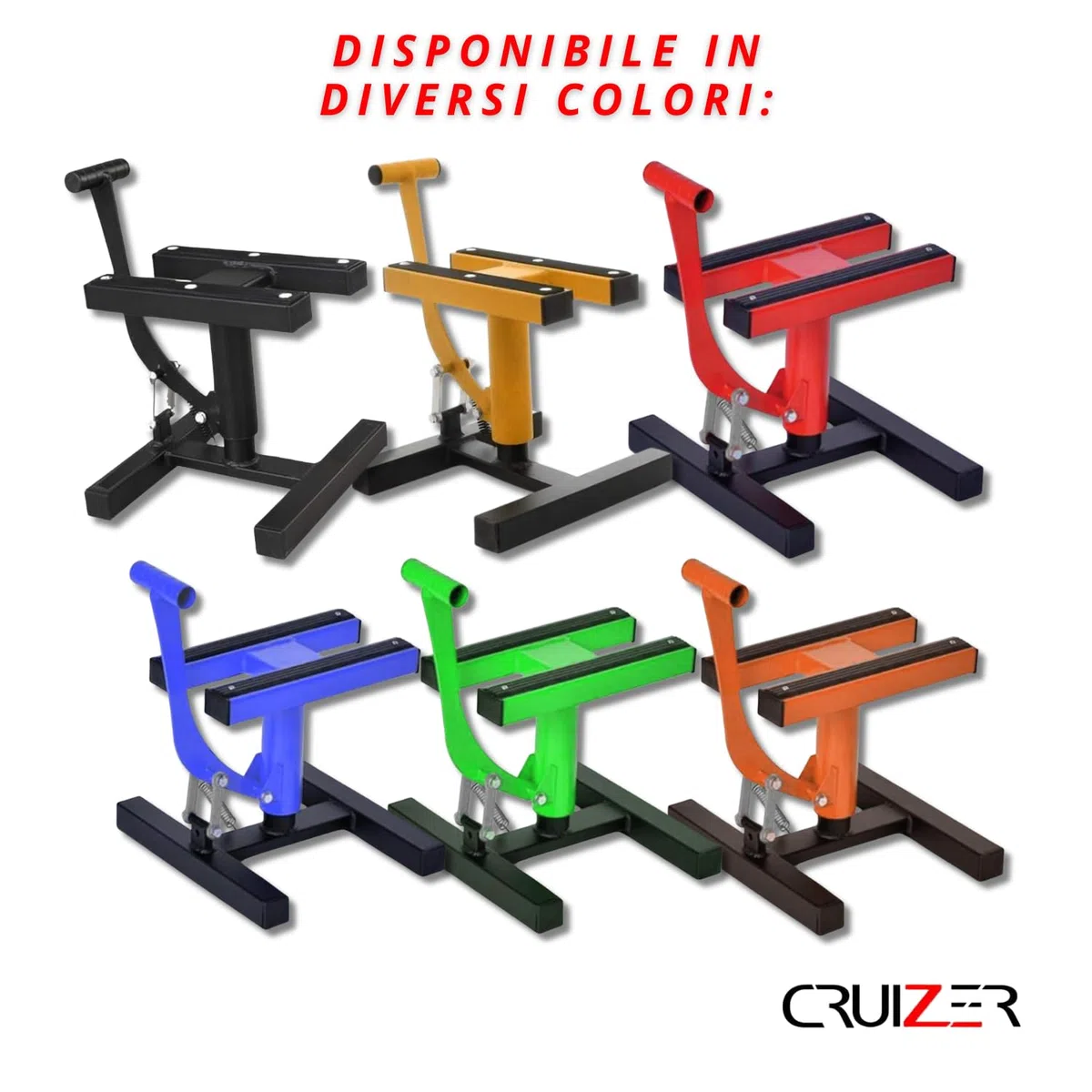 Cruizer - Caballete central para mantenimiento de motocicletas de cross o enduro, carga máxima 200 kg rojo