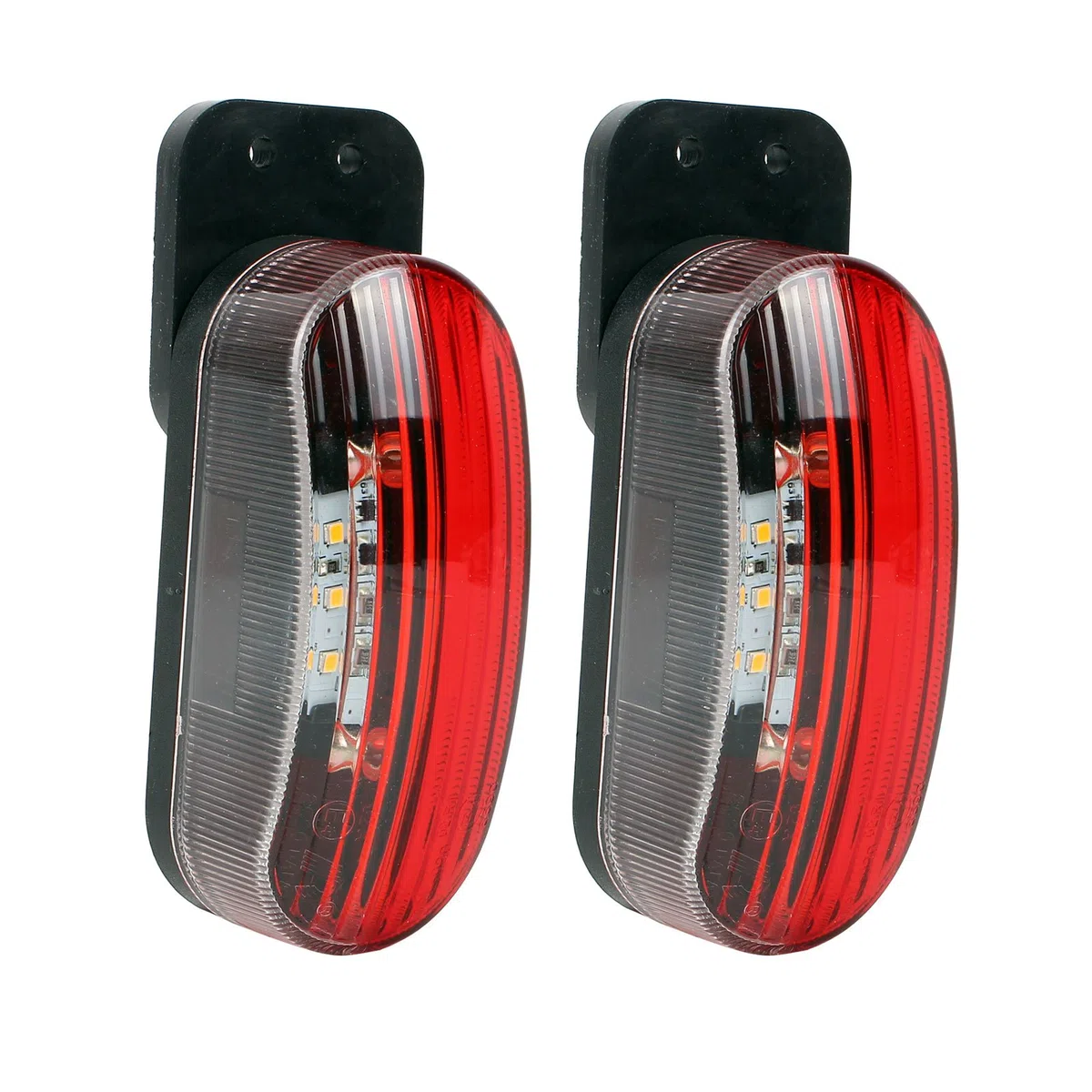 Luz de gálibo led de 12 V, juego de 2 luces de señalización lateral en rojo/blanco, 98 x 42 x 38 mm, 12/24 voltios, 2 vatios led para autocaravana, caravana y remolque