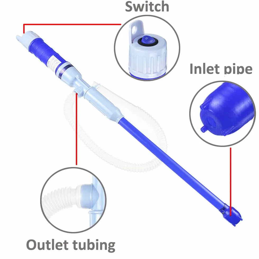ETOPARS Azul Batería Bomba de Sifón de Transferencia Bomba Pilas líquido Agua eléctrica Manual Bomba Manguera Combustible Aceite Gasolina Bomba Mano