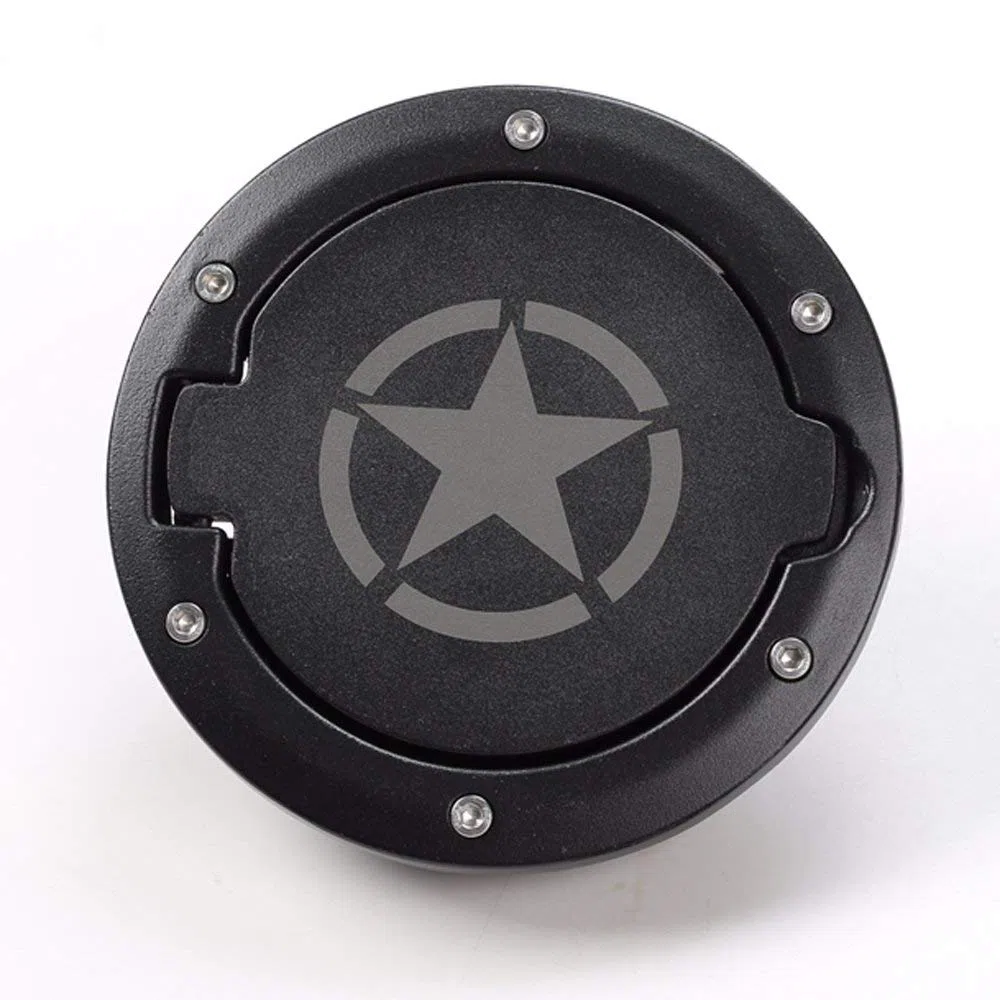 Auto Tapa de tanque de gas de plástico y aluminio, patrón de estrellas, compatible con Jeep Wrangler JK y Unlimited, modelo GC01