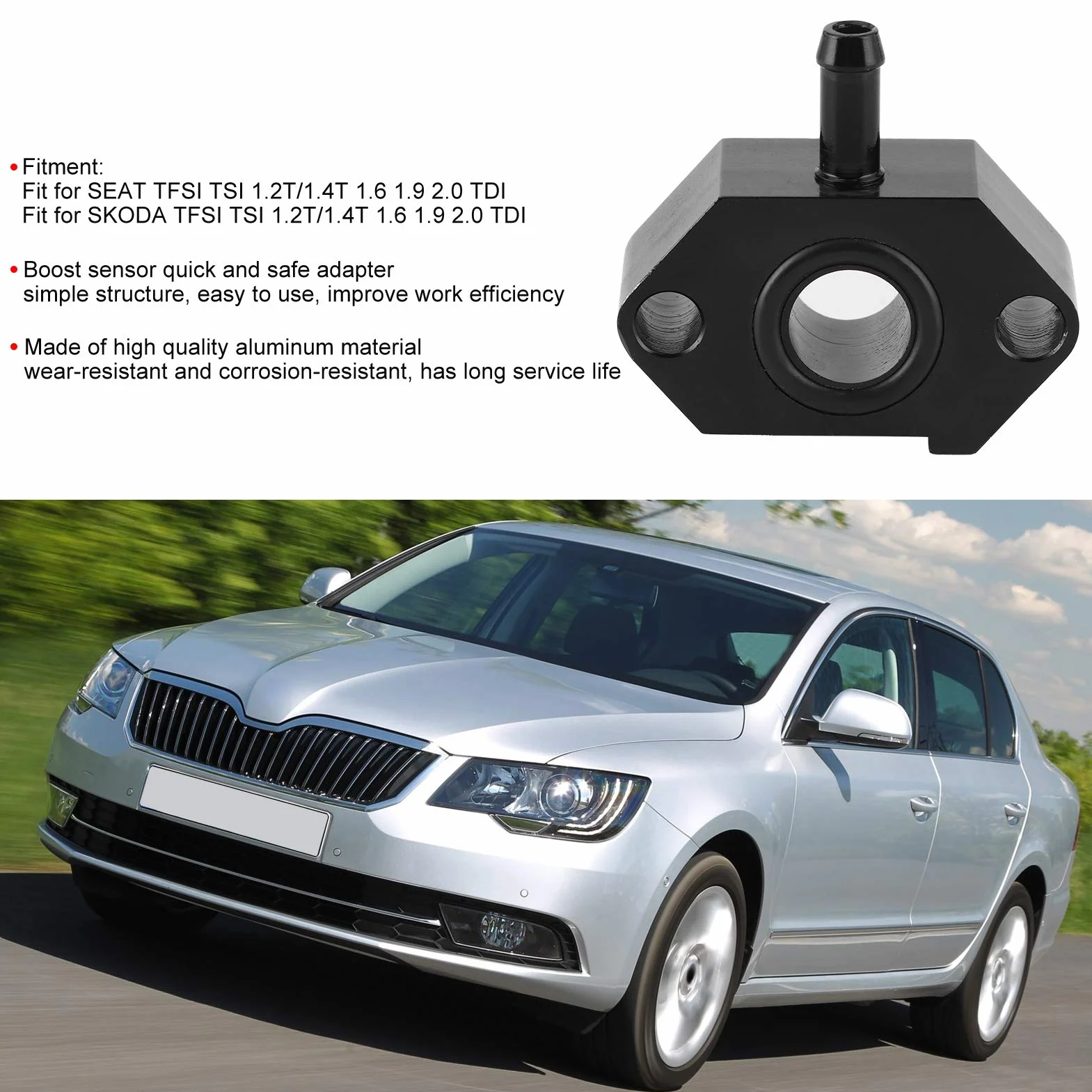 Adaptador de Sensor de Indicador de Impulso Montaje del Adaptador del Sensor del Indicador de Impulso Ajuste de Aluminio para TFSI TSI 1,2 T/1,4 T 1,6 1,9 2,0 TDI