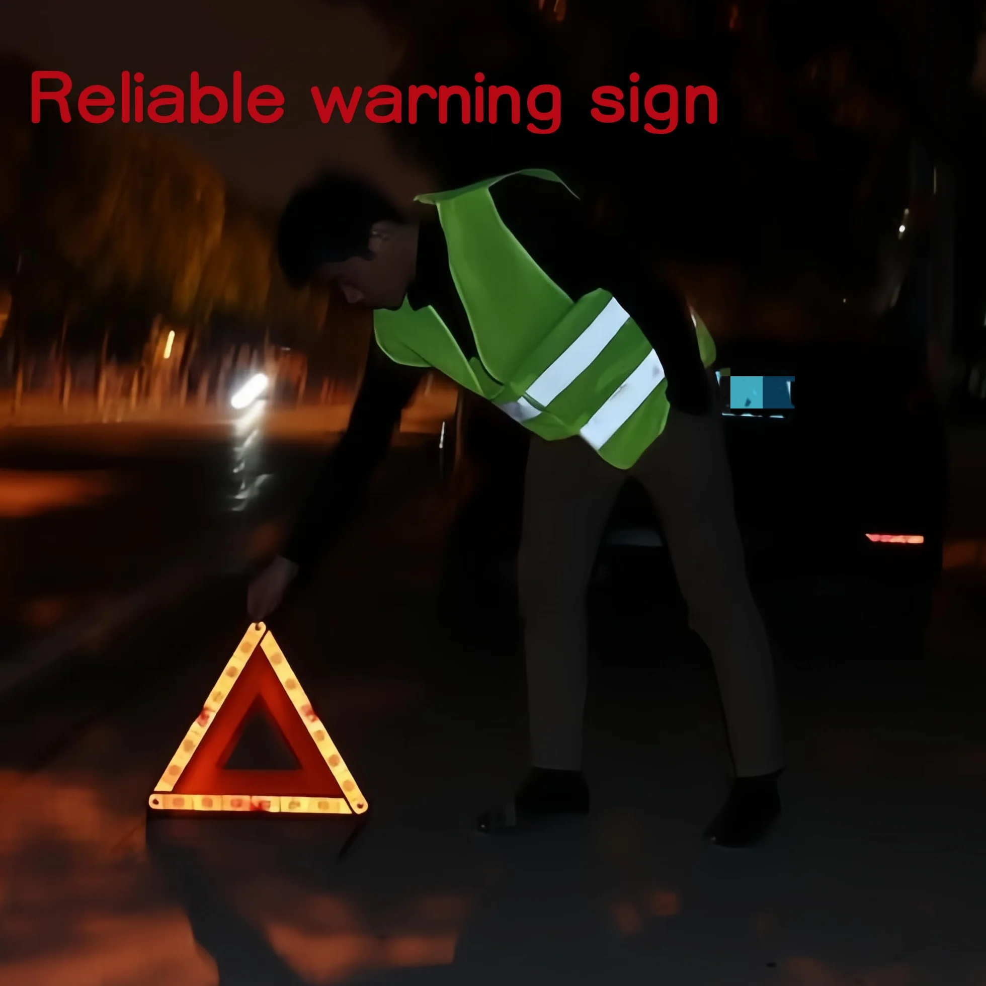 6-in-1 Car Safety Kit with Warning Triangle, Warning Triangle, 360-degree Reflective Warning Triangle, Warning Waistcoat, Folding Triangle