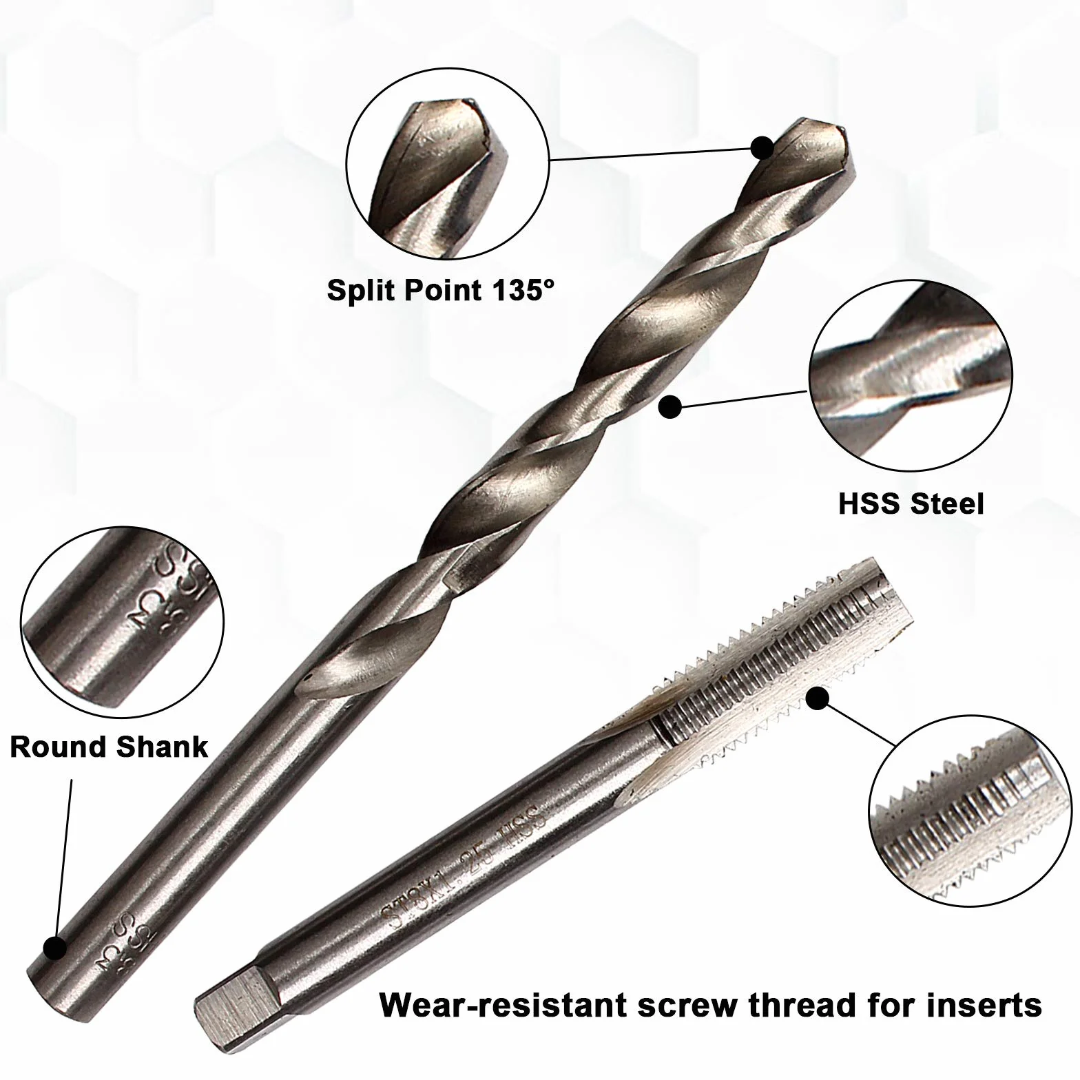 CCLIFE Juego de reparación de roscas M5 M6 M8 M10 M12 M14 kit reparacion roscas helicoidales helicoil kits, Tamaño:M12 X 1,75