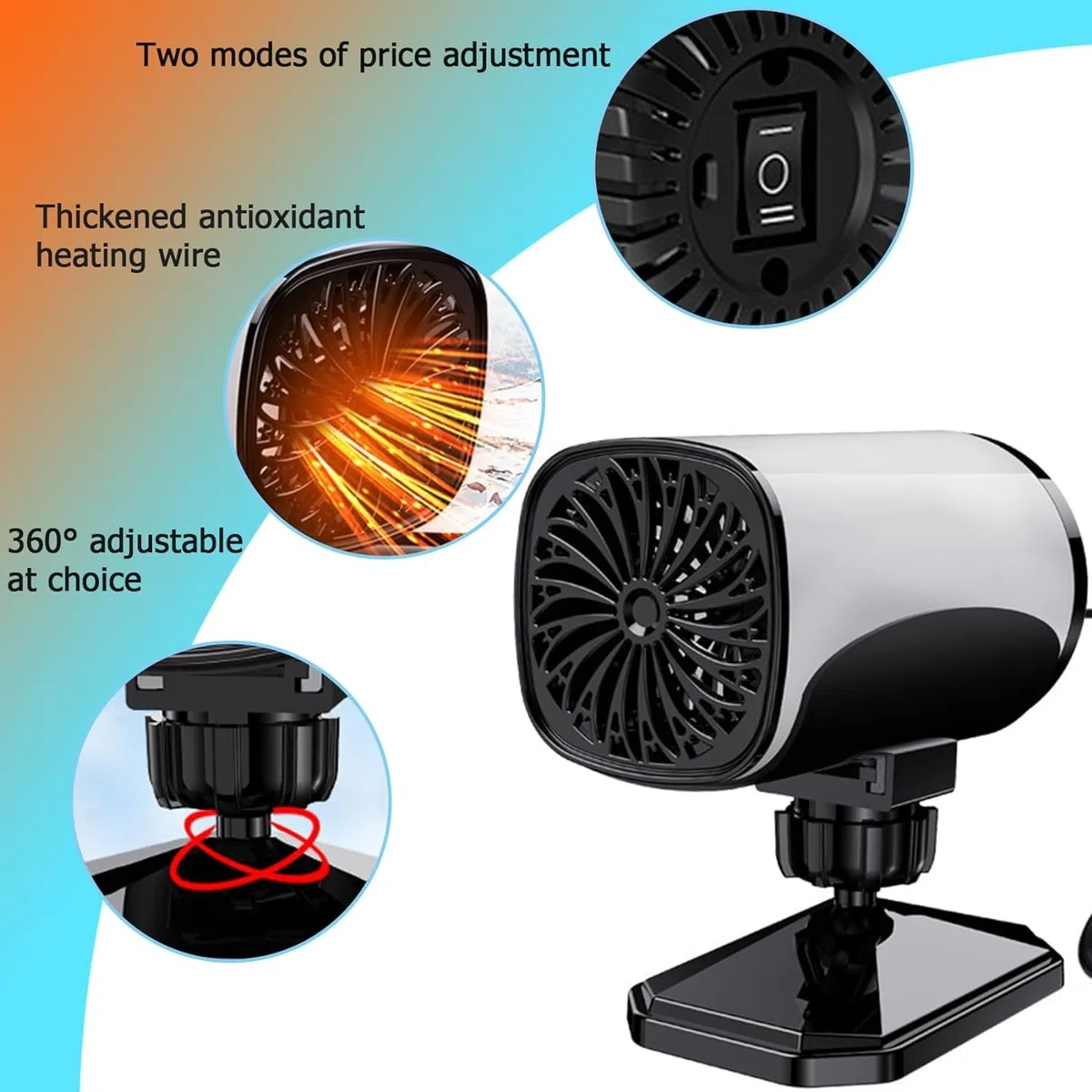 Calentador De Coche,12V,150W,Calentador PortáTil para Coche,Ventilador De RefrigeracióN con Enchufe para Encendedor De Cigarrillos,Base Giratoria De 360 ​​Grados,DesempañAdo,DeshumidificacióN