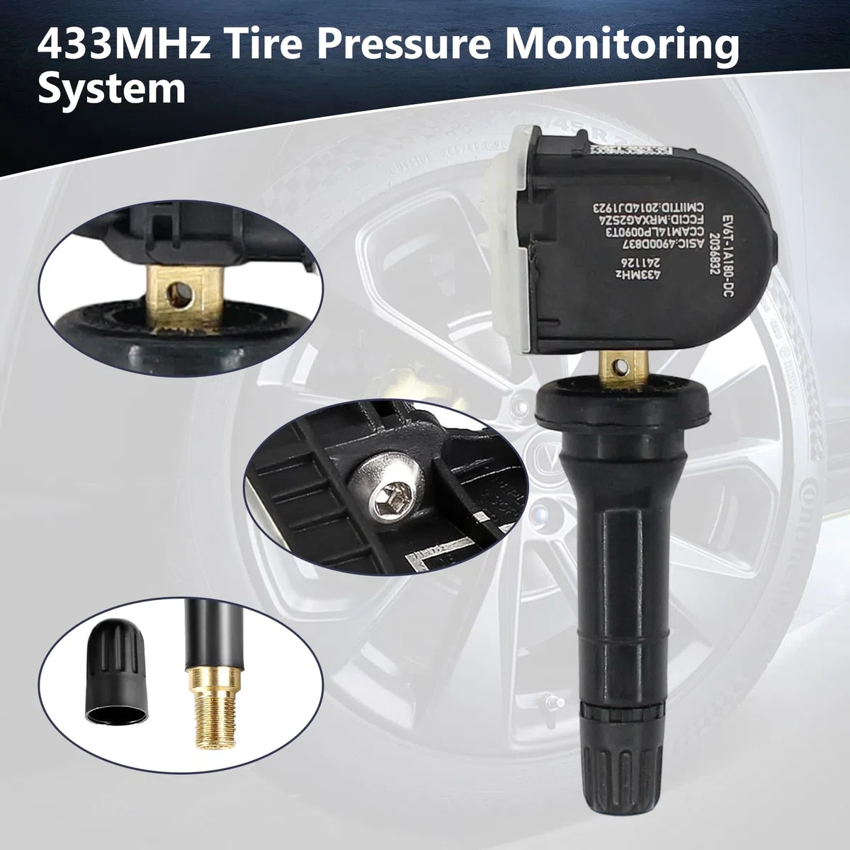 Sensor Presion Neumaticos con Ford, 433MHz Sensor Tpms para Ford, para 1862980, 2036832, 2318530, con Ford Ecosport 2013 Focus 2014 Kuga Mk2, Ford B-MAX 15 C-MAX 15 Transit