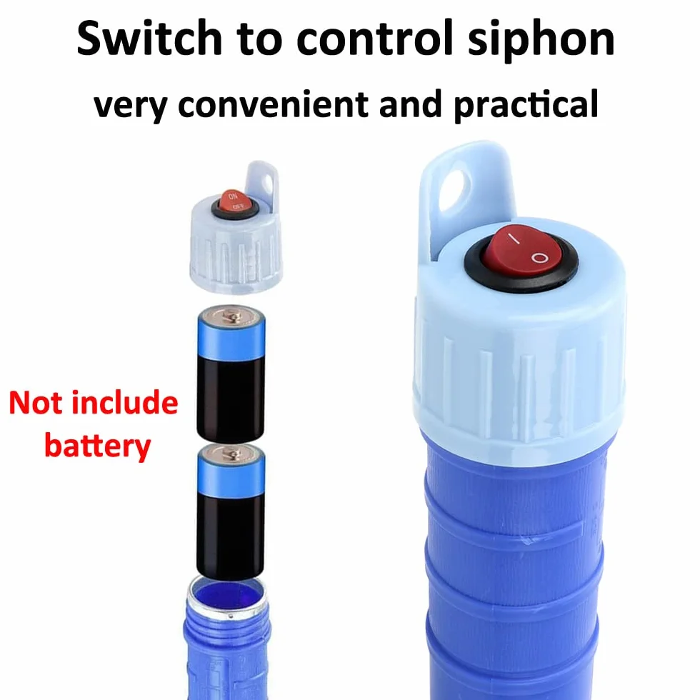 ETOPARS Azul Batería Bomba de Sifón de Transferencia Bomba Pilas líquido Agua eléctrica Manual Bomba Manguera Combustible Aceite Gasolina Bomba Mano