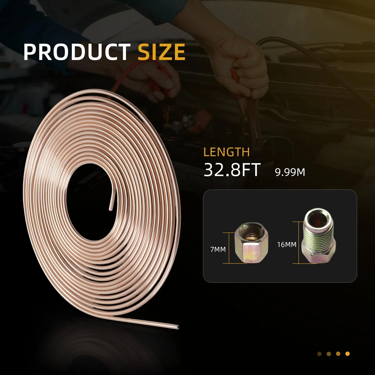Tubo de freno de acero recubierto de cobre de 32.8 pies de 3/16 pulgadas kit de líneas de freno de repuesto para automóviles con 20 accesorios de tuercas (32.8 pies de 3/16 pulgadas)