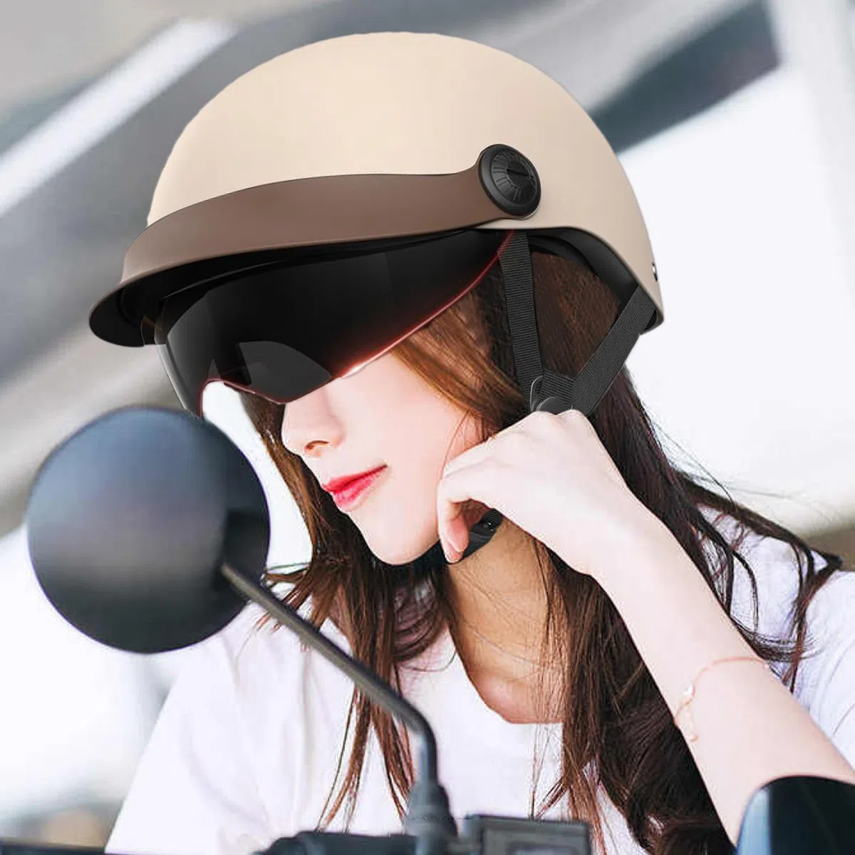Medio Casco Verano Moto, 54-62 Cm Medio Casco Moto, Casco De Scooter, Gorro De Seguridad para Motocicleta De Cara Abierta, Gorro Rígido para Motocicleta, Ciclismo, Motocross, Cruiser Scooter