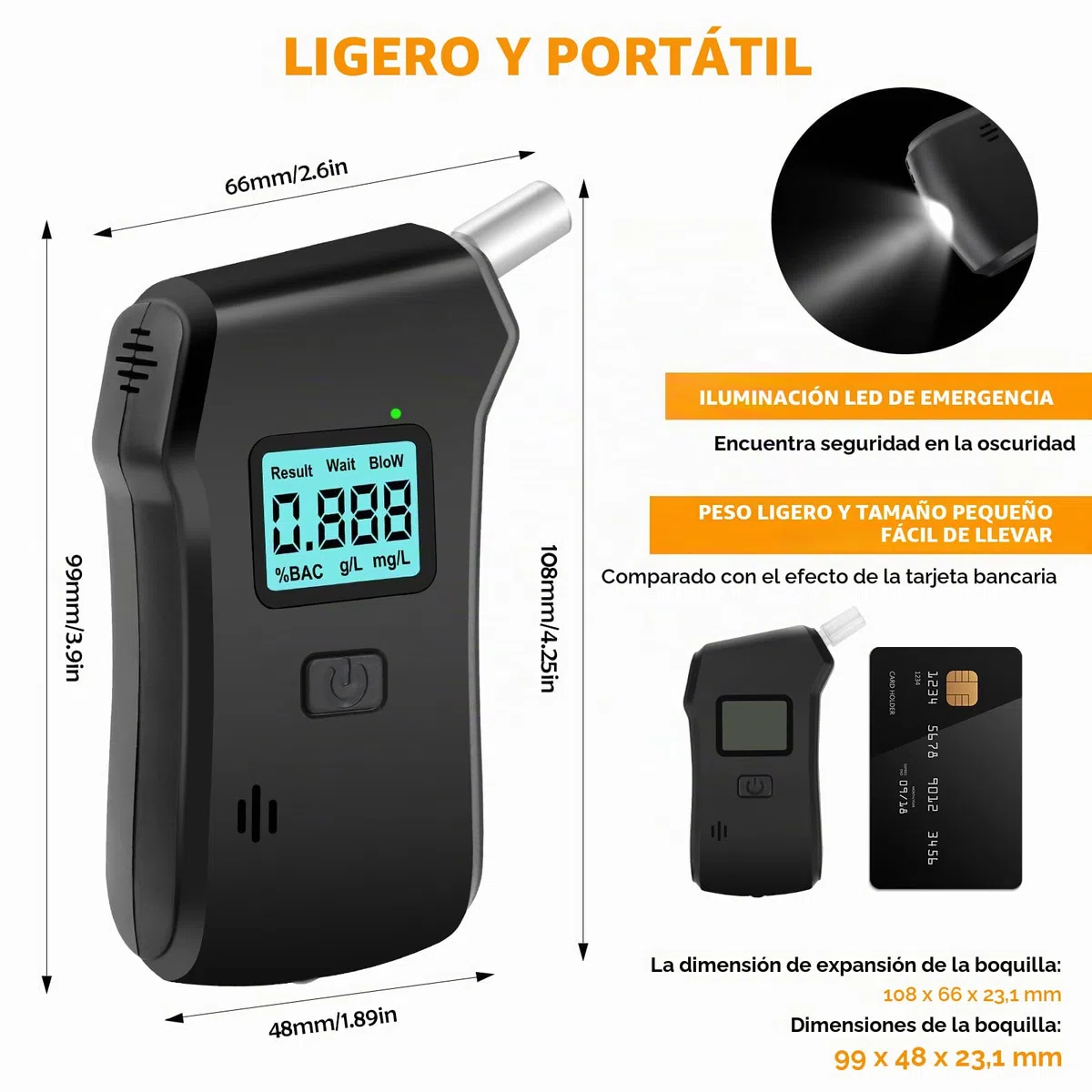 NVIYAM Alcoholimetro Homologado DGT, Alcoholimetro con Pantalla Digital LCD, Profesional Portátil de Alcohol con 25 Boquillas, Alcoholímetro para Uso Doméstico y en Fiestas