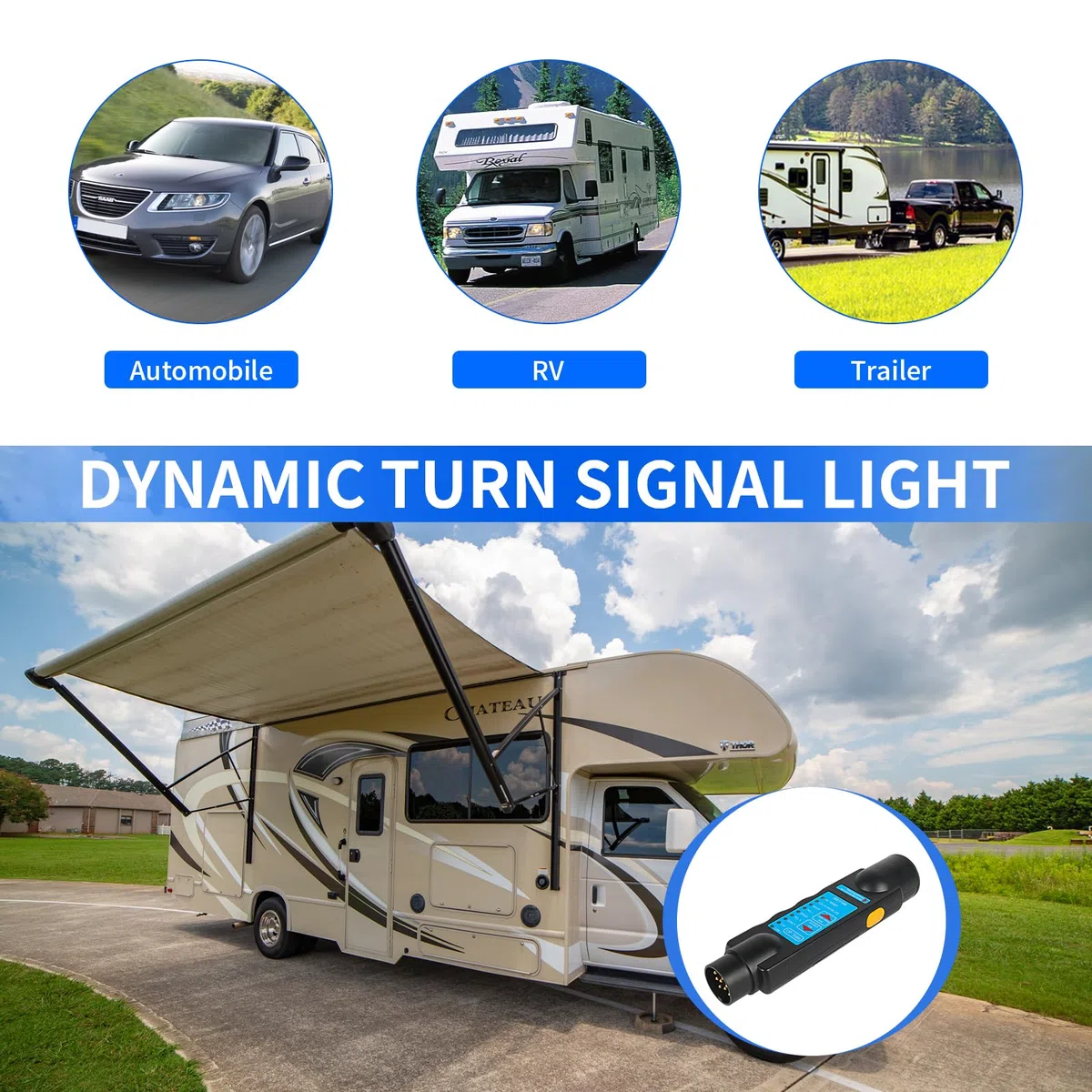 AOHEWEI 13 Pines Luces De Remolque Probador De Enchufe Y Zócalo 12v Herramienta Diagnóstico para Eléctricos Circuitos Cableado Conector Remolcar Coche Caravana