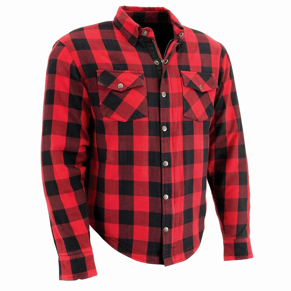 Milwaukee Leather MPM1631 - Camisa de Motociclista de Franela blindada CE para Hombre