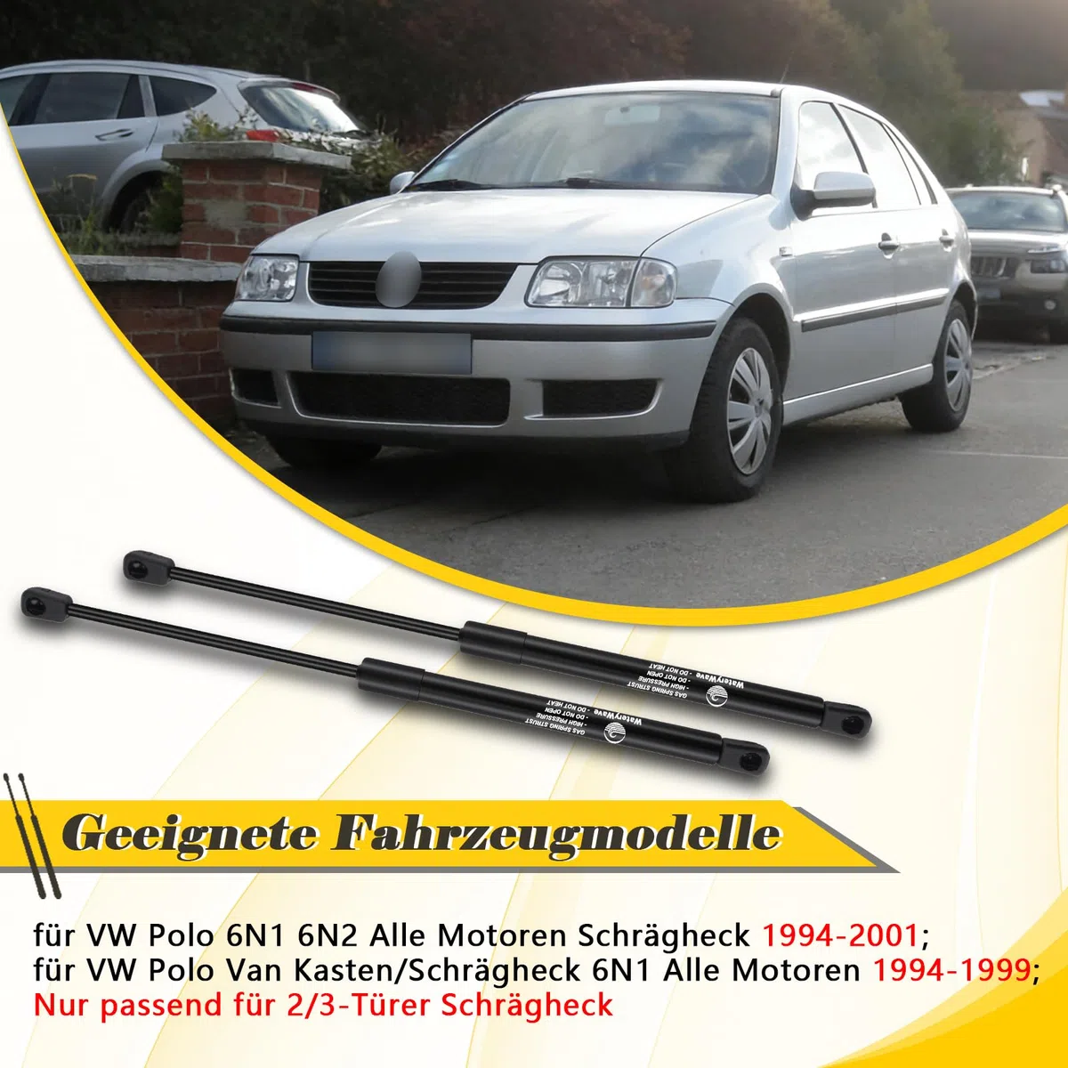 2X Amortiguador Maletero para VW Polo 6N1 6N2 Hatchback 1994-2001; para VW Polo Van Box/Hatchback 6N1 1994-1999 Resorte de Gas para Maletero Amortiguadores Muelle Maletero para #6N0827550A