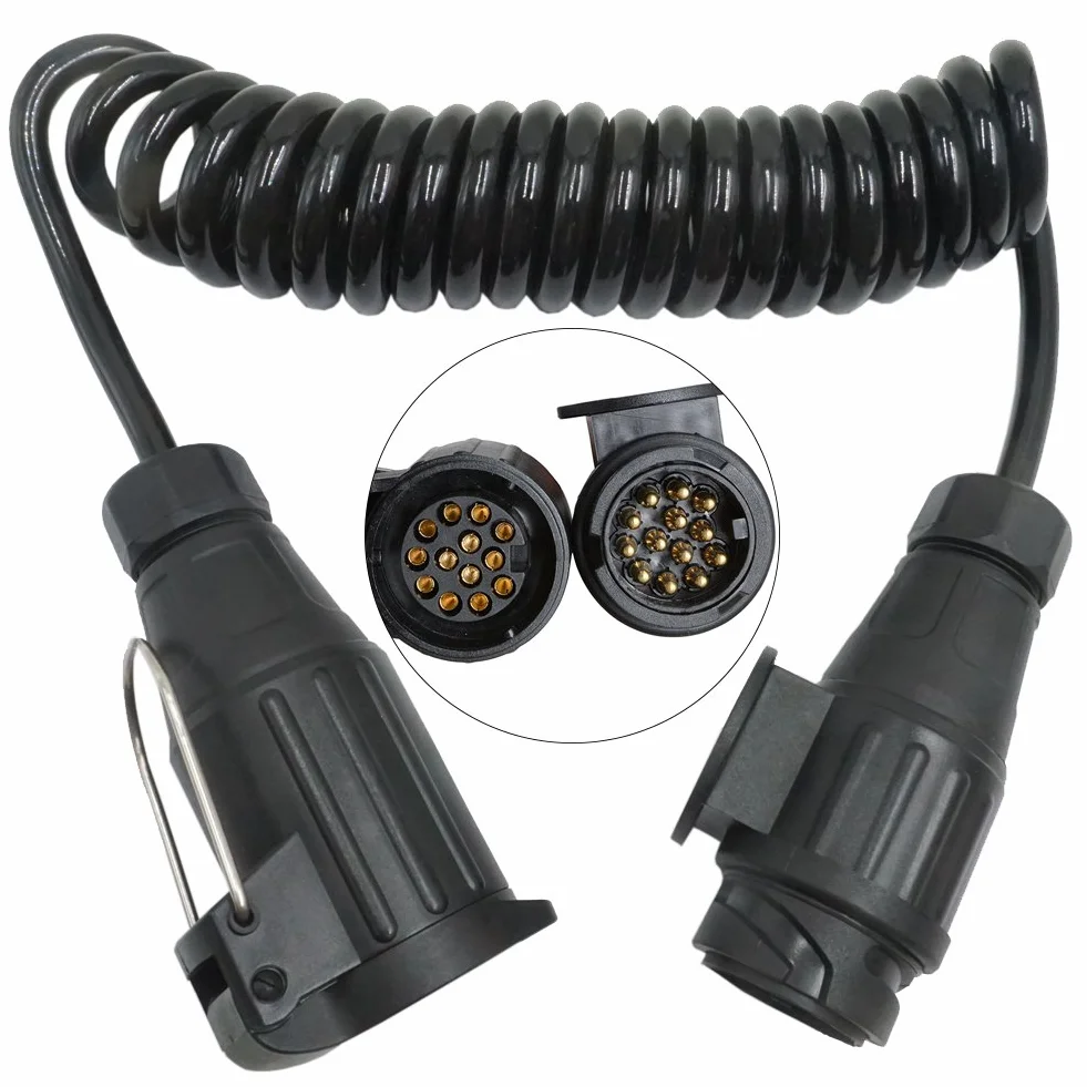 Remolque Cable de Extensión 13 Pines 3M Enchufe Remolque Cable Cableado del Remolque Cable Eléctrico en Espiral 12V Enchufe Alargadera Cable Remolque para Remolque Coches Caravanas Camión RV