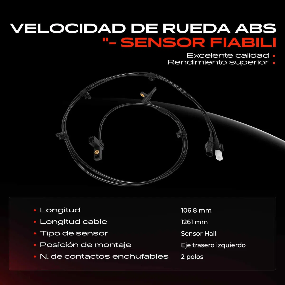 Frankberg Sensor de velocidad de ruedas Sensor ABS Compatible con Viano W639 Vito Bus W639 Vito/Mixto Furgoneta W639 Replace# 6394404706