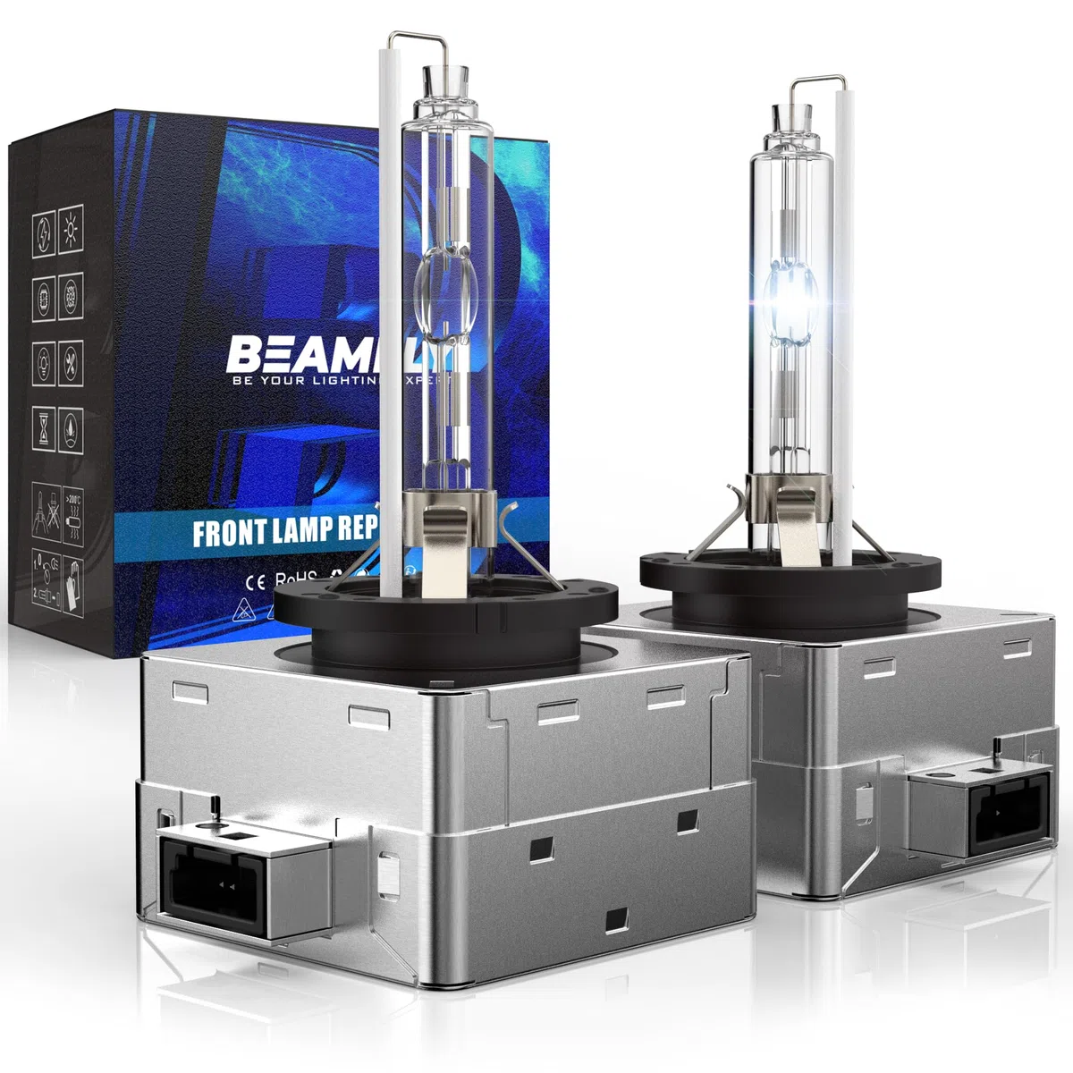 D1S Bombillas Xenón 4500LM, BEAMFLY Kit de Conversión HID para Faros Automóviles, 6000K Luces Blanco