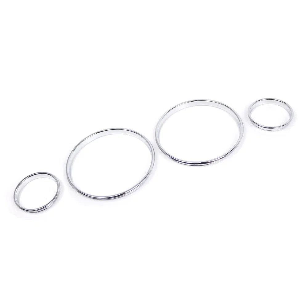 Riloer Bisel de los anillos del indicador del velocímetro, anillo cromado para velocímetro, 4 piezas de anillos de velocímetro para instrumentos compatibles con BMW E39 5 Series 1995-2004 E38 7 Series