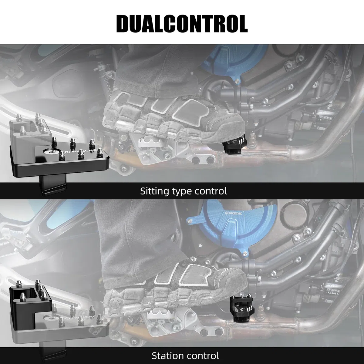 NICECNC Pedal de Freno DualControl Negro Compatible with Yamaha Tenere 700/XTZ700 2019-2024, Tenere 700 Rally Edition 2020-2024, Tenere 700 World Raid 2022-2024