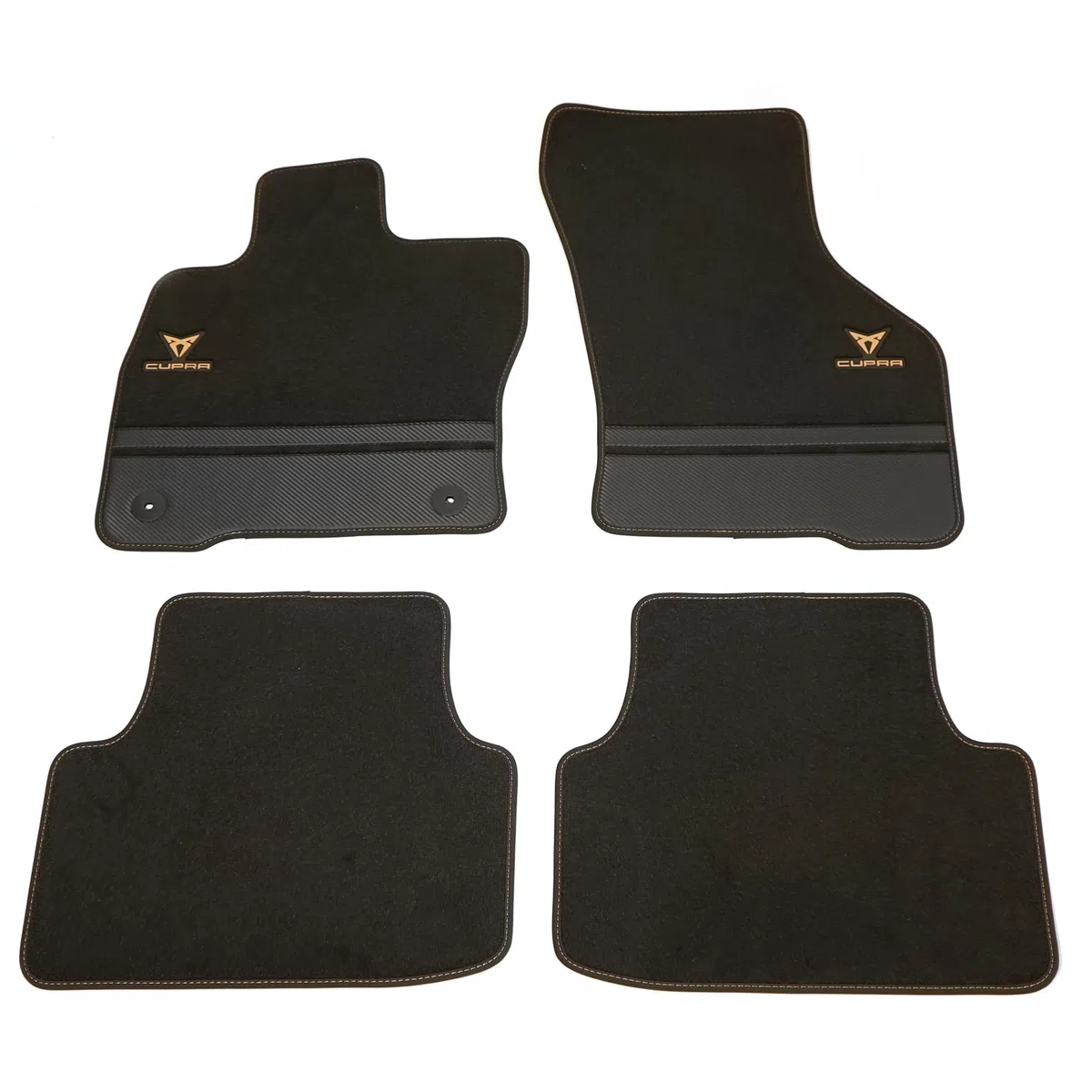 Seat 5FG863011MLOE - Juego de 4 Alfombrillas de Tela de Terciopelo, con inscripción Cupra y Logotipo