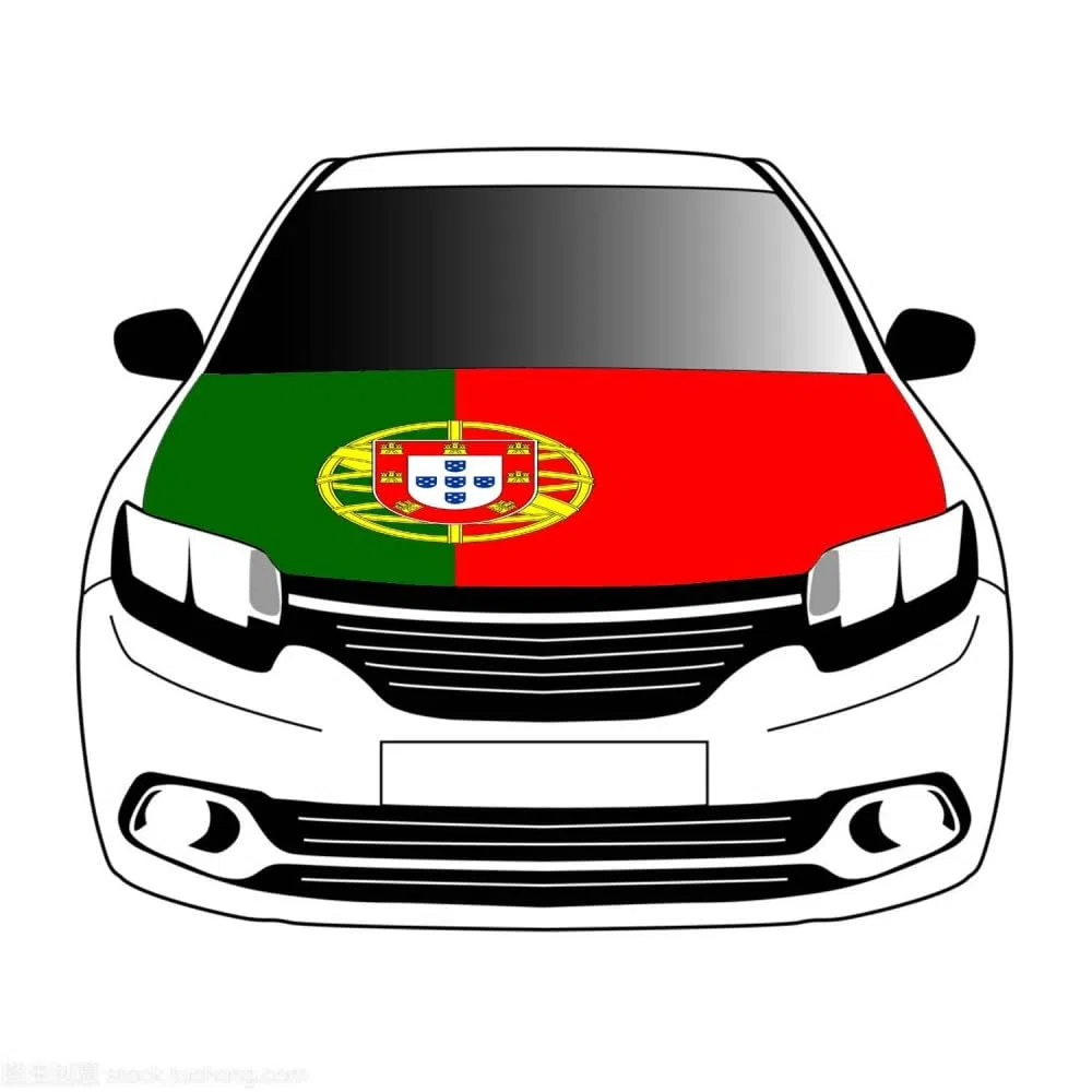 Funda Para Capó De La Bandera De Portugal De Moda – Bandera Nacional De La Cubierta Del Capó Del Coche, Cubierta Del Motor Súper Elástica, Lavable, Resistente A Los Rayos Uv, Decoración Patr