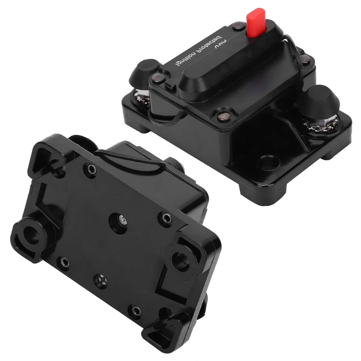 Disyuntor Portafusibles de Reinicio Automático Impermeable de Cobre Rojo DC12-42V con Cubierta Protectora de Plástico 60A para Protección Eléctrica (60A)
