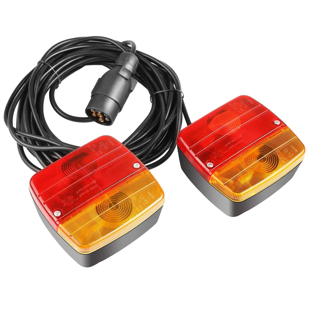 MAMIZO Luces Traseras para Remolques Magnética Instalación con 7M Cable 7 Pines 12V Marca de Prueba E para Camiones Caravanas Furgonetas Barcos Luces Traseras Iluminación