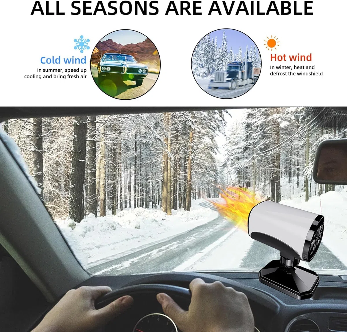 Calentador De Coche,12V,150W,Calentador PortáTil para Coche,Ventilador De RefrigeracióN con Enchufe para Encendedor De Cigarrillos,Base Giratoria De 360 ​​Grados,DesempañAdo,DeshumidificacióN
