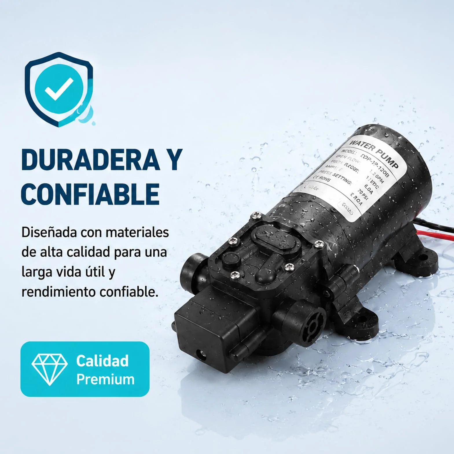 DC 12V Bomba de agua de alta presión Bomba de pulverización autocebante 5 L/min 116 PSI Bomba de diafragma de agua dulce para RV Marine Boat