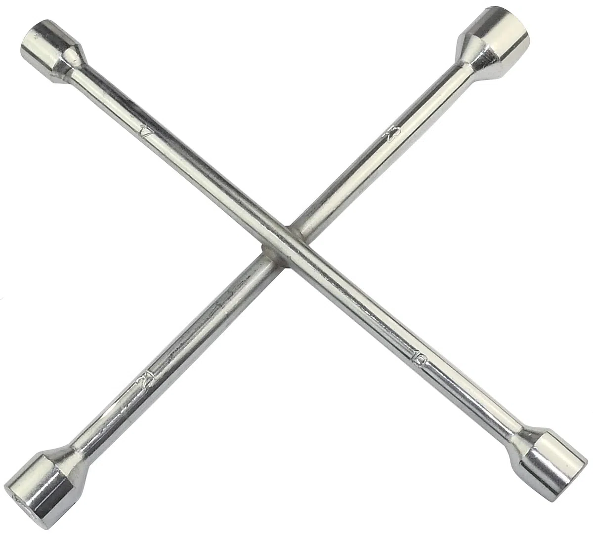 AERZETIX - Llave de desmontaje rueda en forma de cruz con 4 tamaños 17x19x21x23mm - huella de 6 lados - longitud 355mm - en acero - C46642
