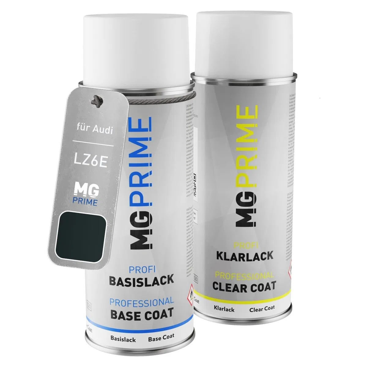 MG PRIME Pintura automotriz Set de aerosoles para Audi LZ6E / Z6E / 3W Tiefgrün Perleffekt/Cambridge Green Pearl Effect Pintura base pintura transparente, bote de spray de 400 ml