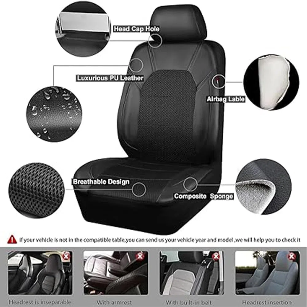 Fundas Asientos Coche para Peugeot 308 SW P5 T9 2014-2025, 9 Piezas Juegos de Cubreasientos Protector Transpirable Accesorios,Black1