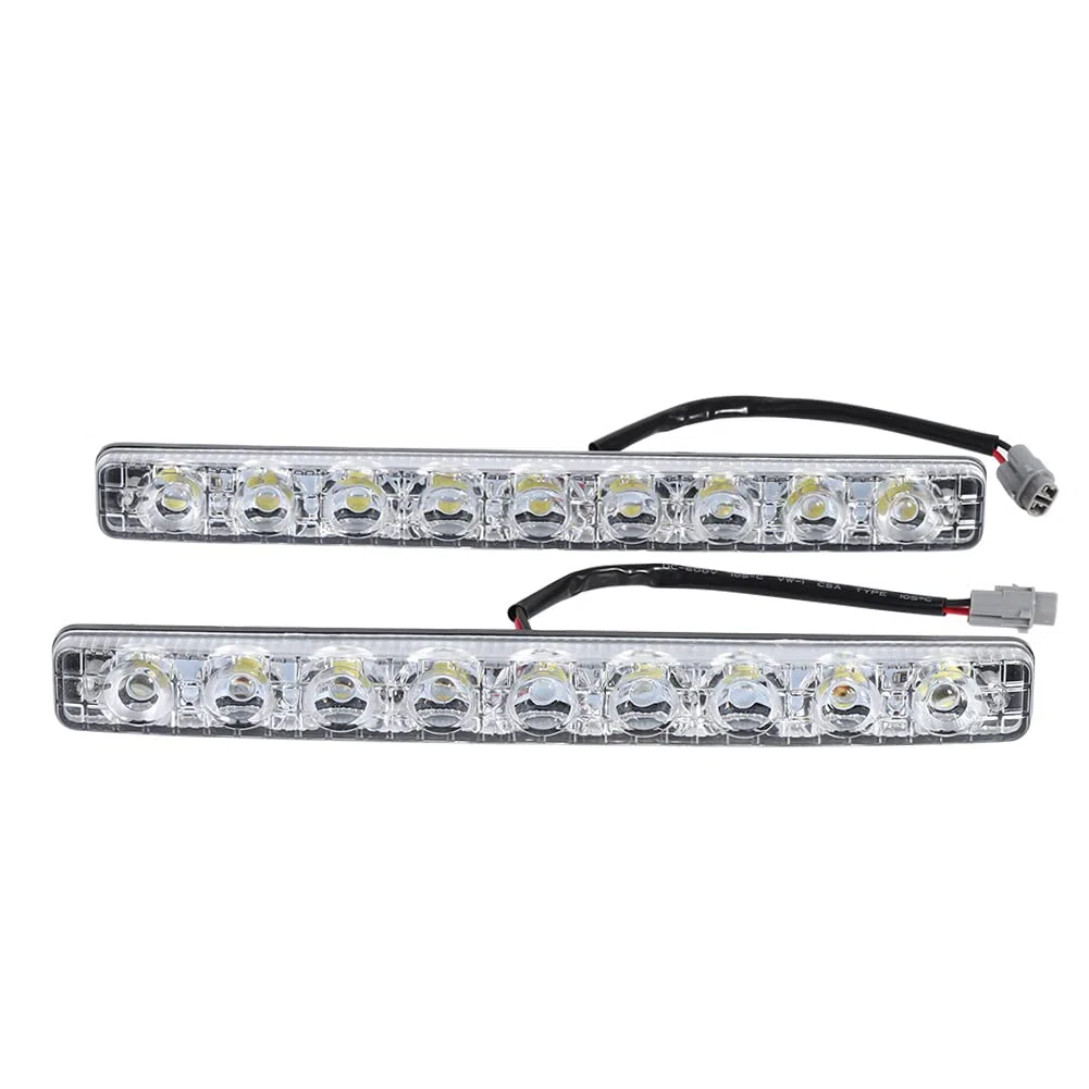 2pcs Blanco 9-LED Tira larga Luz de circulación diurna DRL Lámpara de conducción diurna antiniebla para automóvil