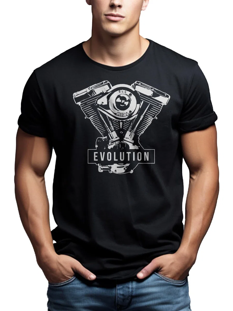 MAKAYA Ropa Moto Hombre - Evolution - Camiseta Motera T-Shirt Evolucion
