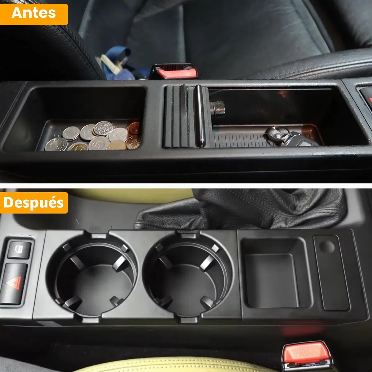 TTCR-II Compatible con Portavasos Coche BMW Serie 3 E46 1997-2006 Soporte Bebidas para Consola Central 3er 316i 318i 318d 320i 320d 323i 325i 325xi 328i 330i 330xi M3 (51168217953)-Negro