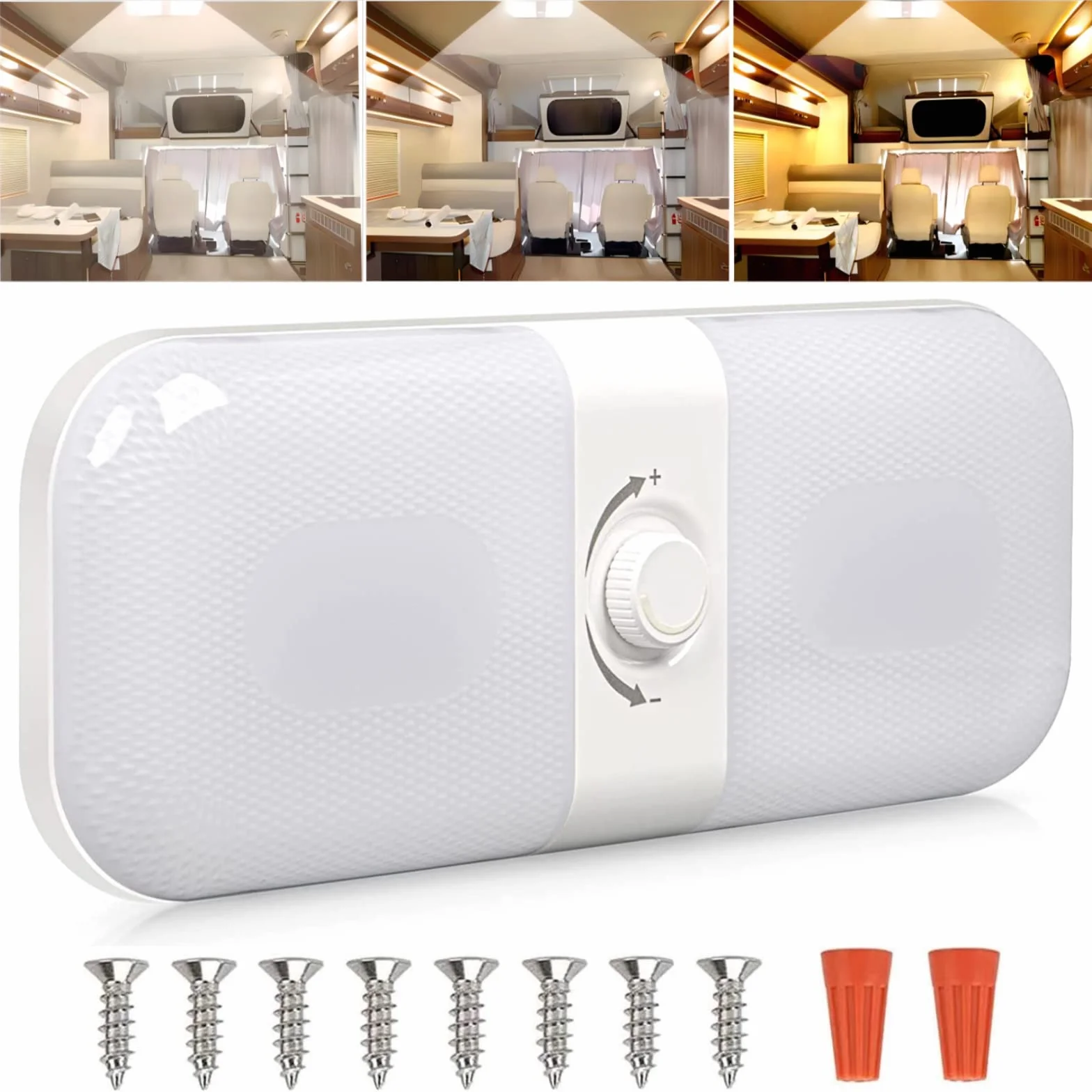 12v Luces Interiores Led, Luces de Techo Regulables, 120 Luces LED para autocaravanas con Interruptor, luz Blanca Amarilla y cálida, Universal para 12v-24v Caravana Coche Camping