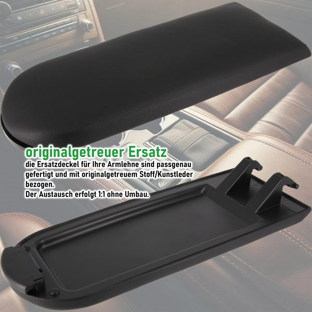 RECAMBO Tapa de reemplazo para reposabrazos central compatible con Seat Toledo IV Tipo KG3 de 2012-2019 - ajuste robusto - apariencia original - mecanismo duradero - instalación rápida - reemplazo