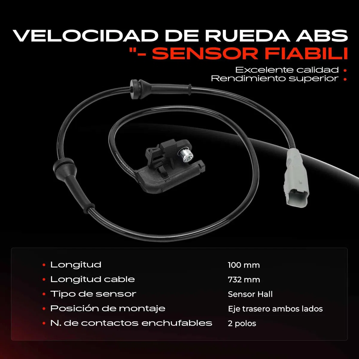 Frankberg Sensor de velocidad de ruedas Sensor ABS 2 Polos Compatible con 307 Break 3E 307 CC 3B 307 SW 3H 307 3A/C 307 SW Furgoneta/Touring 3E 3H Replace# 60414