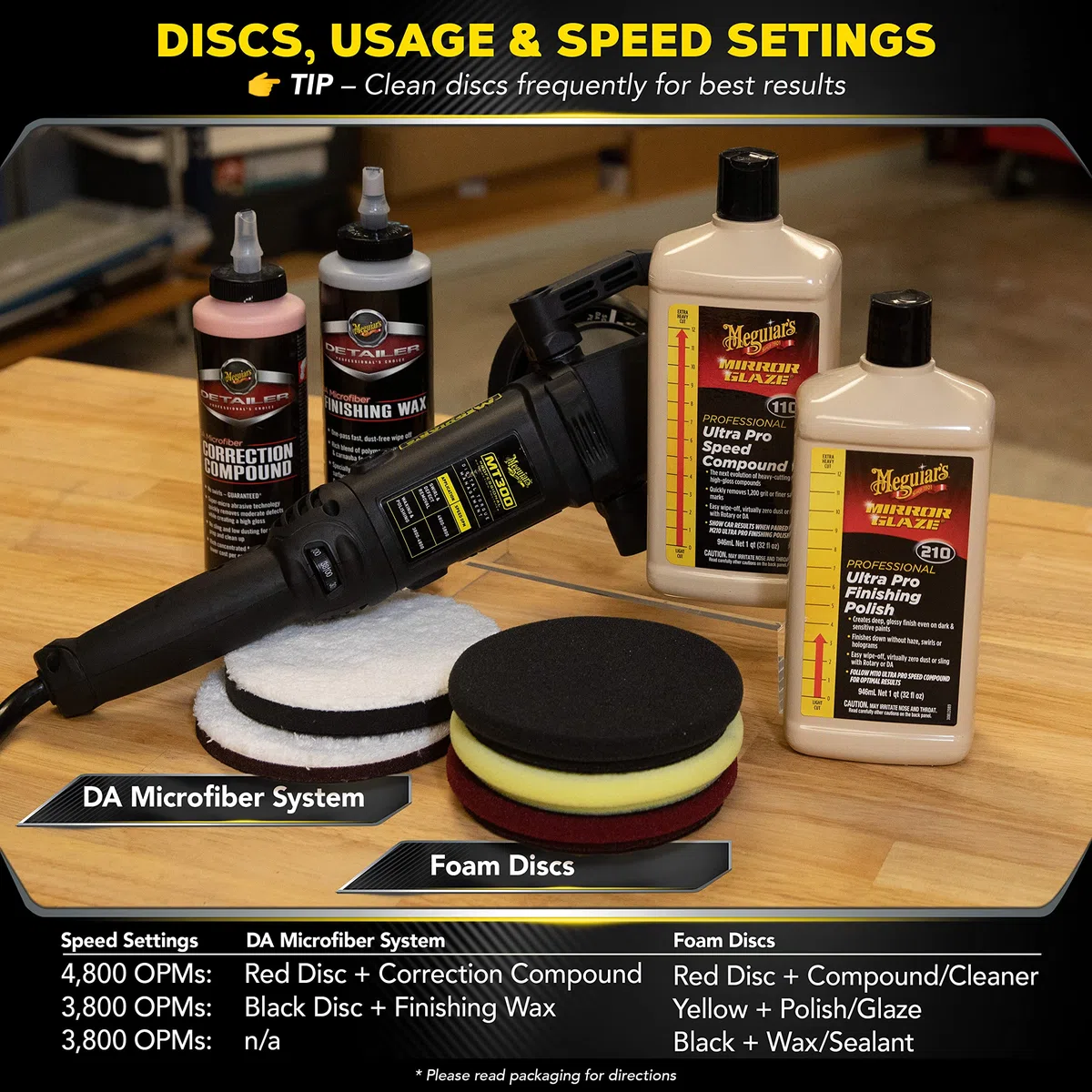 Meguiar's MT300 Pulidora de doble acción de velocidad variable, removedor de arañazos y pulidora de coche de diseño profesional, 1 unidad