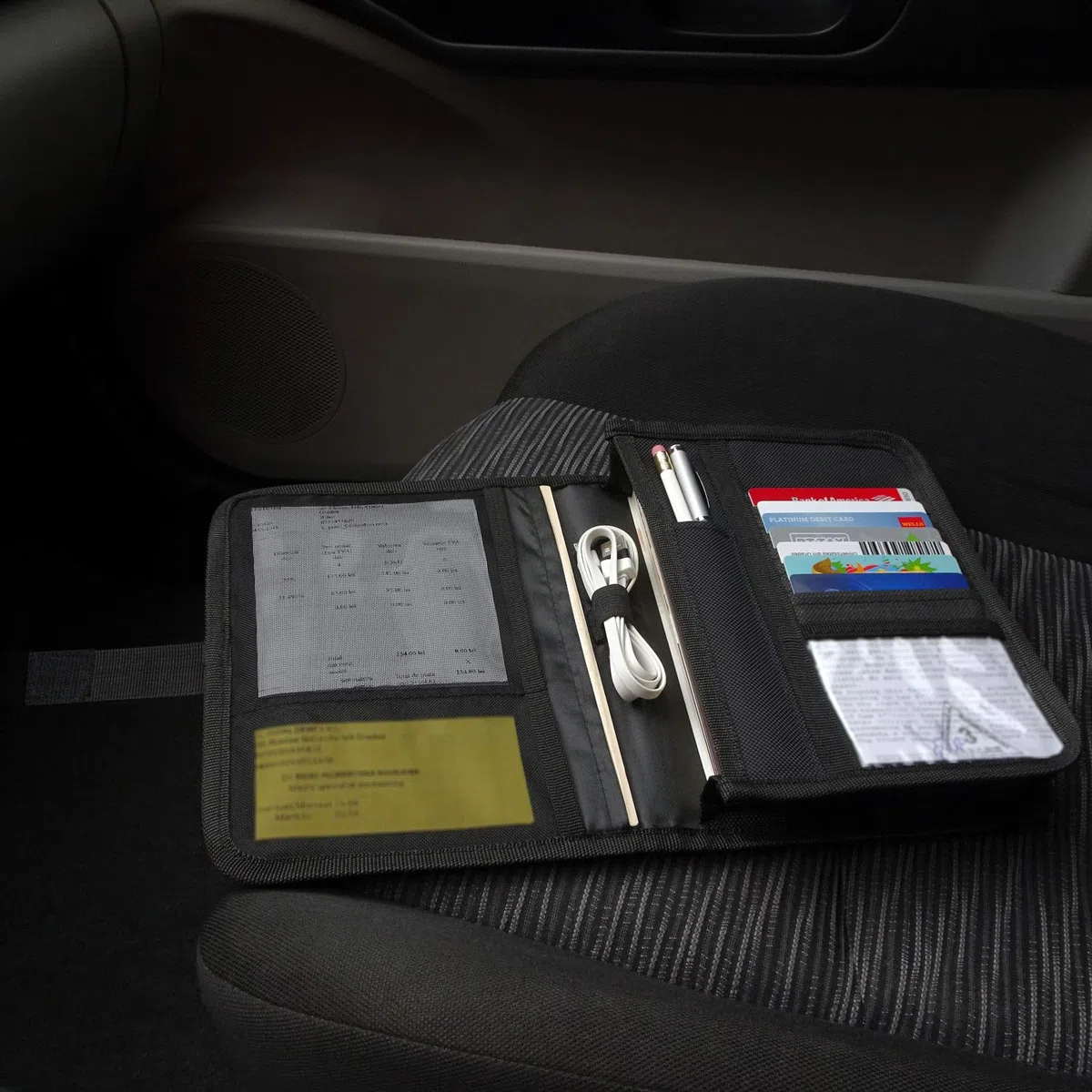Organizador de compartimento para guantera, soporte para documentos de coche, bolsa para manual del propietario, cartera de almacenamiento de vehículo para tarjeta de registro y seguro, soporte de