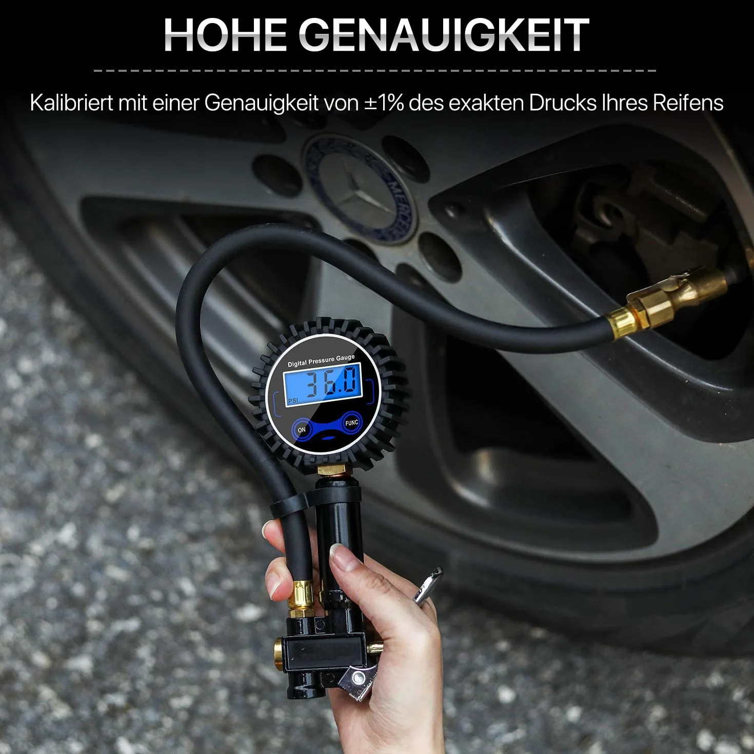 Manómetro Presión Neumáticos Digital Manómetro Inflador Neumáticos para Compresor Medidor Presión Neumáticos Profesional Portátil para Coche Moto Bicicleta y Camión 0-200psi