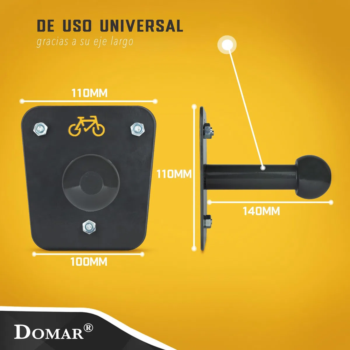 Domar - Soporte para portabicicletas Bola Incl. Tornillos - Adecuado para Acoplamiento de portabicicletas Thule y Uebler y Muchos más. Bola Remolque Coche para Colgar la Bicicleta en la Pared