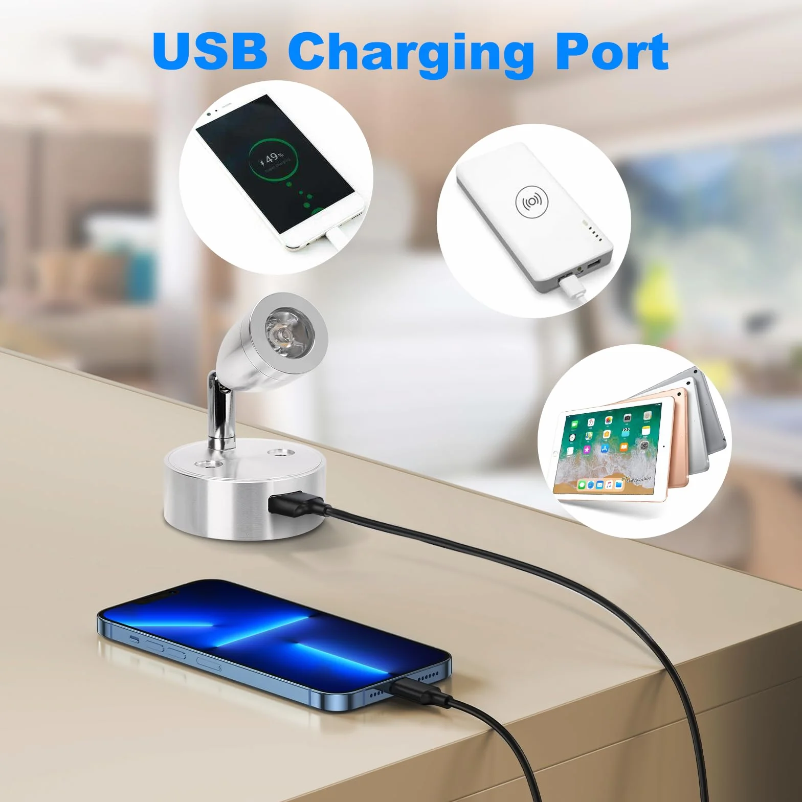SUPAREE Luces Camper 12V Luz Lectura 12V USB Lampara LED Autocaravana Regulable 3200K con Puertos USB Interruptor Táctil para Furgoneta Caravana RV Van Barco 2 Piezas