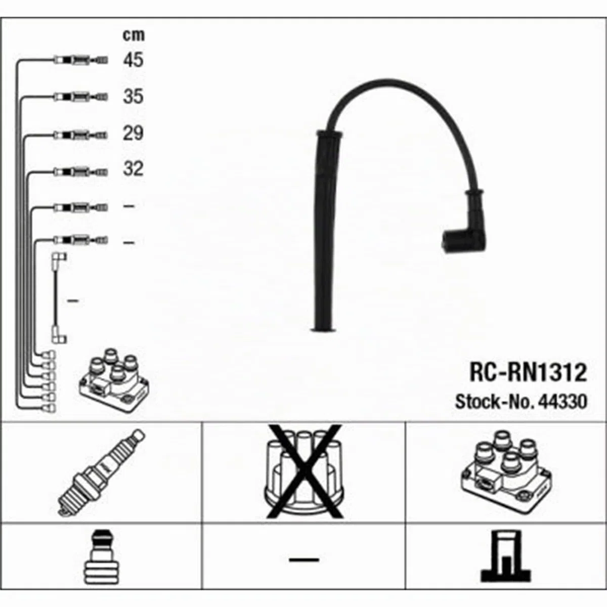 Cable de encendido NGK | RC-RN1312, 44330